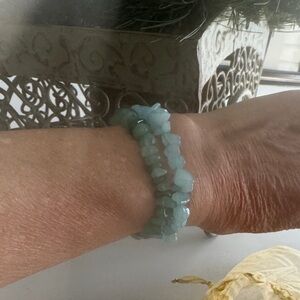 Stretchy Green and Blue Natural Stone Chip Beads Bracelets (2)